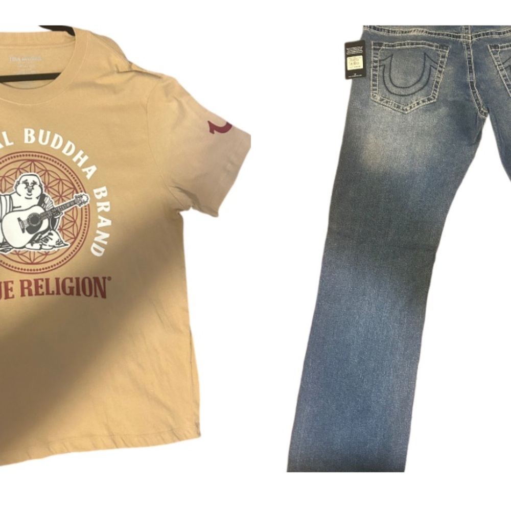 True Religion Light Blue Jeans and XXL Shirt both brand new never worn